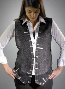 Dahlia Popovits handgewebte Netzband Weste "Kunst zum Tragen" - Einheitsgröße - Neu mit Etikett - Bild 1 von 5