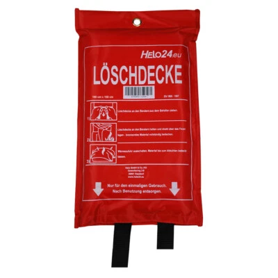 HELO Feuerlöschdecke Löschdecke Feuerdecke Feuerlöscher Fiberglas 1,8x1,8m DIN EN1869