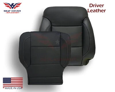 Fundas de asiento de cuero negras para conductor 2014 2015 2016 17 Chevrolet Silverado GMC Tahoe Foto 1 de 4