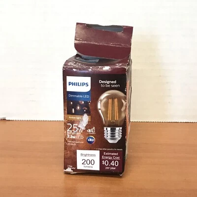 Philips EyeComfort 25W Equivalente Ámbar A15 Medio Regulable Vintage Luz LED Foto 1 de 4