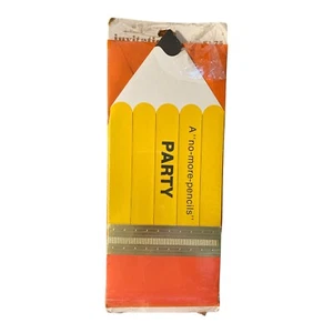 Inviti festa vintage segno distintivo ""Niente più matite"" 8 pezzi *nuovo - Foto 1 di 2
