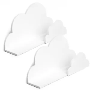 PACK of 2 Baby Nursery Childs Bedroom Playroom Cloud Shaped Floating Book Shelf - Picture 1 of 2