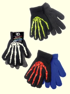 Boy's 6-12 Skeleton Gloves 2 Pack New Acrylic Royal Deluxe - Picture 1 of 2