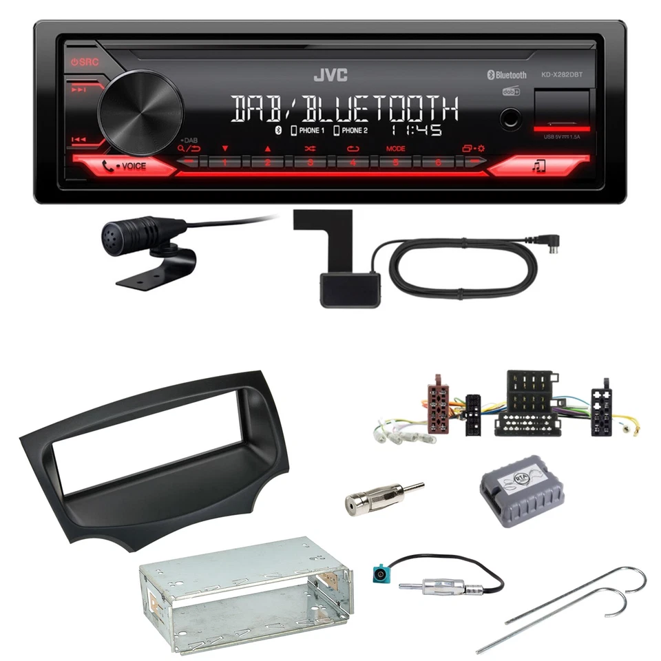 JVC KD-X282DBT Bluetooth Digitalradio USB Einbauset für Ford KA RU8 - Bild 1 von 1