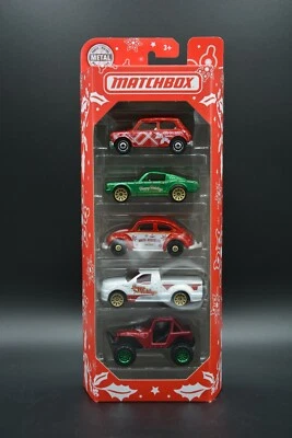 Matchbox 2020 Set Di 5 GMN02 MBX Felice Vacanze X-Mas Mini Ford VW BRANDNEU OVP - Immagine 1 di 2
