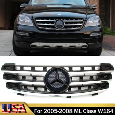 Upper Grill W/Emblem For 2005-2008 Mercedes Benz ML Class W164 ML320 ML350 ML550 - Imagem 1 de 4