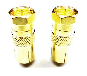 From OZ Quality 2PC RF Female Socket to Male Threaded Plug TV AERIAL Adaptor +FP - Picture 1 of 6