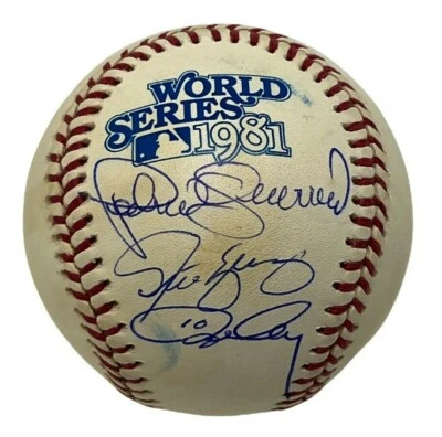 Pedro Guerrero Steve Yeager Ron Cey Signed 1981 World Series Baseball WS MVP BAS - Image 1 of 4