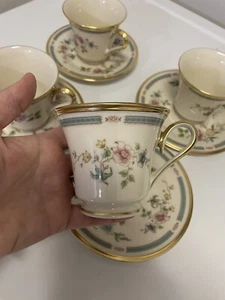Set (4) Lenox MORNING BLOSSOM PATTERN Cups and Saucers MADE IN USA - Picture 1 of 6