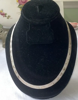 COLLAR ESPIGA PESADO DISEÑO ROSA MILOR PLATA ESTERLINA VINTAGE, 20", C- FOTOS Foto 1 de 4