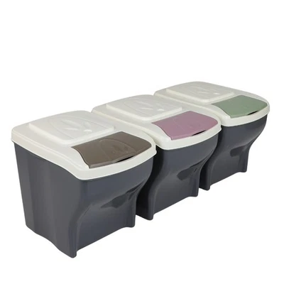 Mülltrennsystem Küche 3 Fach Stapelbar 60er Unterschrank 3 x 20 L Müll Eimer  - Bild 1 von 4