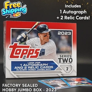 Topps Serie 2 Baseball Hobby Jumbo Box 2023 1 autografo e 2 carte reliquia - Foto 1 di 2