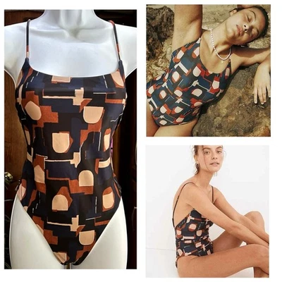 Madewell Second Wave XS | Traje corporal collage color natación correa espagueti de una pieza Foto 1 de 4