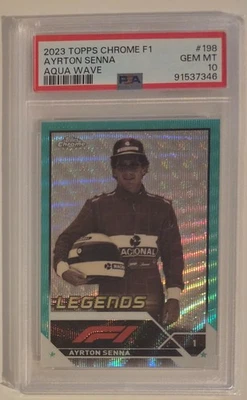 2023 Topps Chrome F1 #198 Ayrton Senna Aqua Wave 125/150 PSA 10 - Image 1 of 2