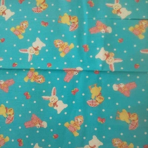 Blue Polka Dot Retro Animal Fabric Rabbit Duck Dog Strawberry 52×37cm - Picture 1 of 4