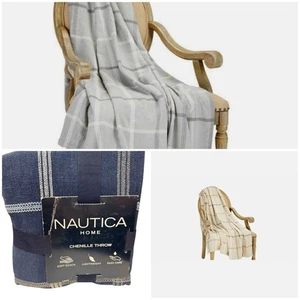 Nautica, 60"x70" Chenille Tejido Cuadros Manta Ligera (Elige Color) - Imagen 1 de 24