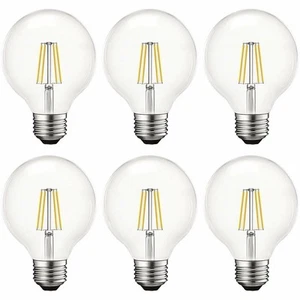 6x Luxrite G25 LED Edison Globe Bulb Dimmable 5000K 550lm E26 Base (4-Pack) - Picture 1 of 7
