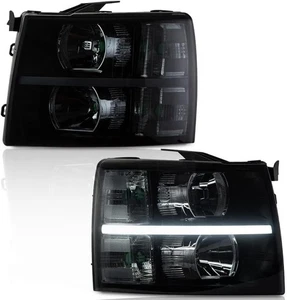 Conjunto de faros de barra LED (LED) 2007-2013 Chevy Silverado (humo) - Imagen 1 de 9
