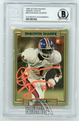 Shannon Sharpe 1990 Action Packed Rookie Update Auto Card #46 - BAS - Image 1 of 2