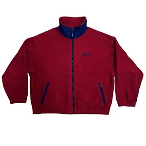 Vintage 90s Eddie Bauer EbTek Mens Full Zip Fleece Jacket Red, Large - Picture 1 of 3
