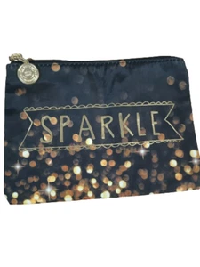 Bath and Body Works Black and Gold Makeup Bag "SPARKLE" 6 1/2" x 5" Free Ship - Picture 1 of 1