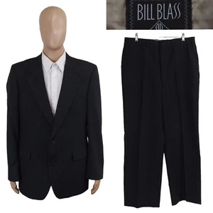 Traje De Colección Bill Blass Dos Piezas Azul Marino A Cuadros Lana 44R Pantalones 35X30 - Imagen 1 de 14