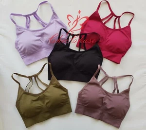 UK Womens Sports Bra Top Gym Activewear Yoga Training Fitness Energy Seamless - Picture 1 of 14