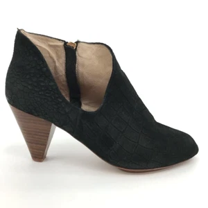 Matt Bernson Womens Ankle Boots Booties Black Suede Block Zip 7.5 M - Picture 1 of 12