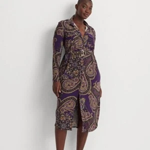 Vestido jersey con botones paisley morado etiqueta negra lauren ralph lauren talla S - Imagen 1 de 13