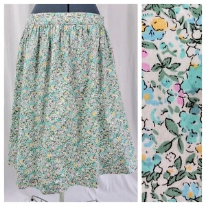 Vintage Blue/White/Yellow/Green Floral 5 Gore Skirt Size L? - Picture 1 of 12