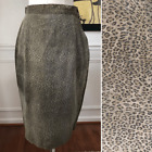 Vintage Sueded Leather Animal Print Mob Wife Pencil Skirt 6