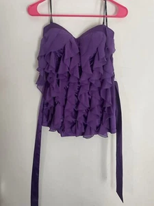 Y2K Xoxo Strapless Purple Ruffle Top Size Medium 2000s Vintage Ladies Top - Picture 1 of 5