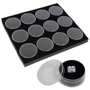 Black 12 Slot Gem Jar Foam Insert Gemstone Organizer Store Display Stones USA - Picture 1 of 8