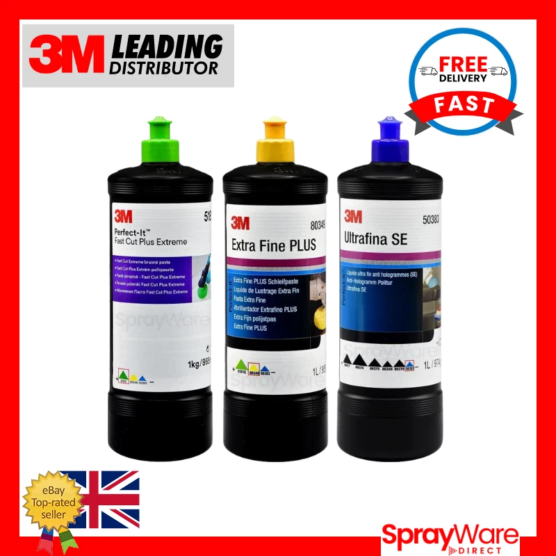 3 M Politur Set 3M Perfect-it III Schleifpaste Fast Cut Plus Extreme Grün 51815, 1kg 3m Schleifpolitur
