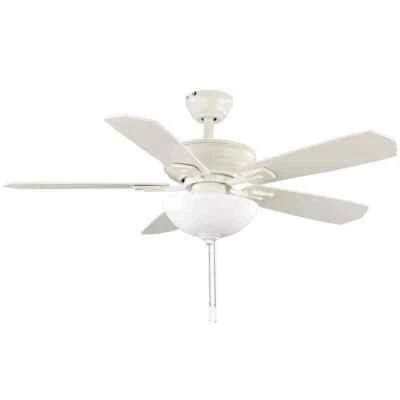 Hampton Bay Wellston II 44" Indoor LED Matte White Dry Rated Downrod Ceiling Fan - Image 1 of 4