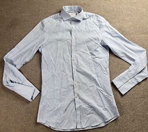 Charles Tyrwhitt Shirt Mens 15 1/2 Blue Striped Super Slim Long Sleeve  Button