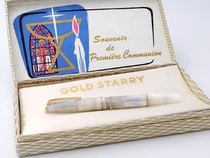 COFFRET STYLO PLUME - ANCIEN FOUNTAIN PEN - GOLD STARRY PLUME EN OR 18 CARATS - Foto 1 di 6