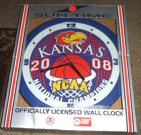 Kansas Jayhawks 2008 Officially Licensed Wall Clock 11" NCAA Champs NICE IN BOX! Cover