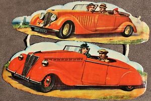 2x Glanzbild Automobil um1950 großformatig Oblate Sammeln Poesiealbum selten