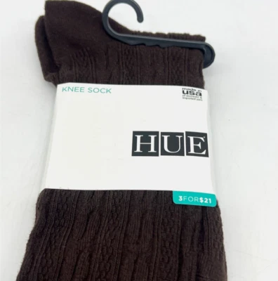 HUE Brown Cable Knit Knee High Socks Women's One Size U14674 One Pair - Image 1 of 4