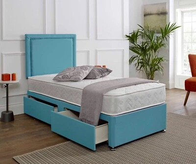 *NEW* Single Sky Divan Bed 2FT6/3FT Mattress & Headboard + Draws kids & adults - Image 1 of 4