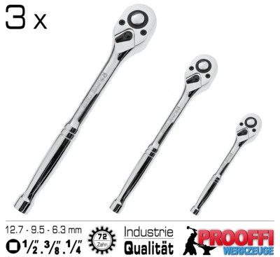 RICHMANN 3 x Umschalt Knarre Ratschen Schlüssel Industrie Ratsche 1/4" 3/8" 1/2" C8420-22