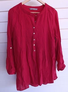 Katies Top 10 Womens Pink Blouse Roll Tab Long Sleeve Work Casual Office - Picture 1 of 7