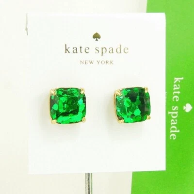 NUEVO CON ETIQUETAS Kate Spade Cuadrado Brillo Tachuelas Pendiente $38 Verde Foto 1 de 4