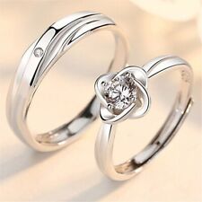 925 Silver Couples Rings 2PCS Wedding Ring Zircon Promise Engagement Rings Women