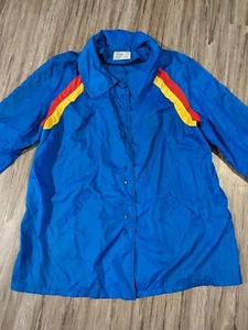 Vtg Lane Bryant Windbreaker Jacket Women's Size XL (B4) Blue Rainbow 80s Retro - Picture 1 of 14