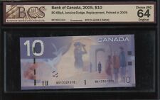 Bank of Canada $10, 2005 Replacement Note - BC-68aA. BCS Choice UNC 64 Original