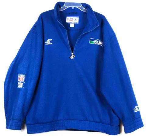 Vtg Seattle Seahawks NFL Pro Line Logo Athletic Fleece Pullover Jacket Mens L Cover