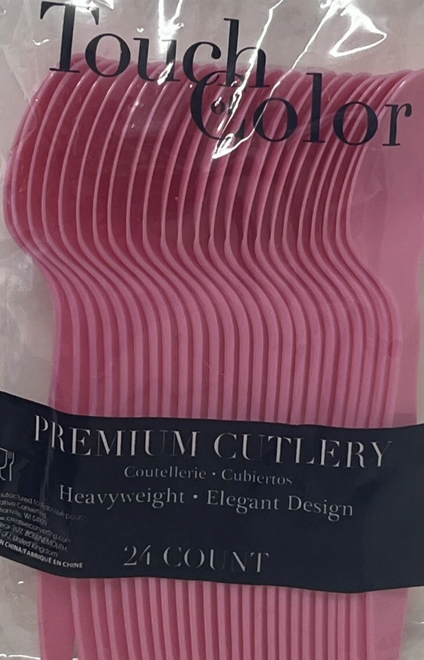 Candy Pink Heavy Duty Plastic Spoons 24 Per Pack Tableware Party Supplies New - Image 1 of 1