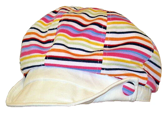 * ¡GUAU! VINTAGE C.C. GORRA DE NOTICIERO A RAYAS DE ALGODÓN * ESTILO AÑOS 80 * Foto 1 de 1